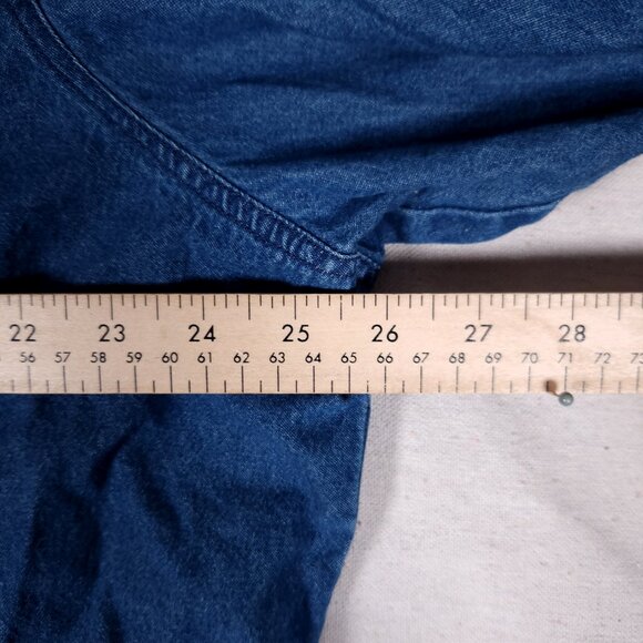 Country Store Floral Embroidered Blue Denim Shirt Womens 2X Long Sleeve Boho - Picture 14 of 16
